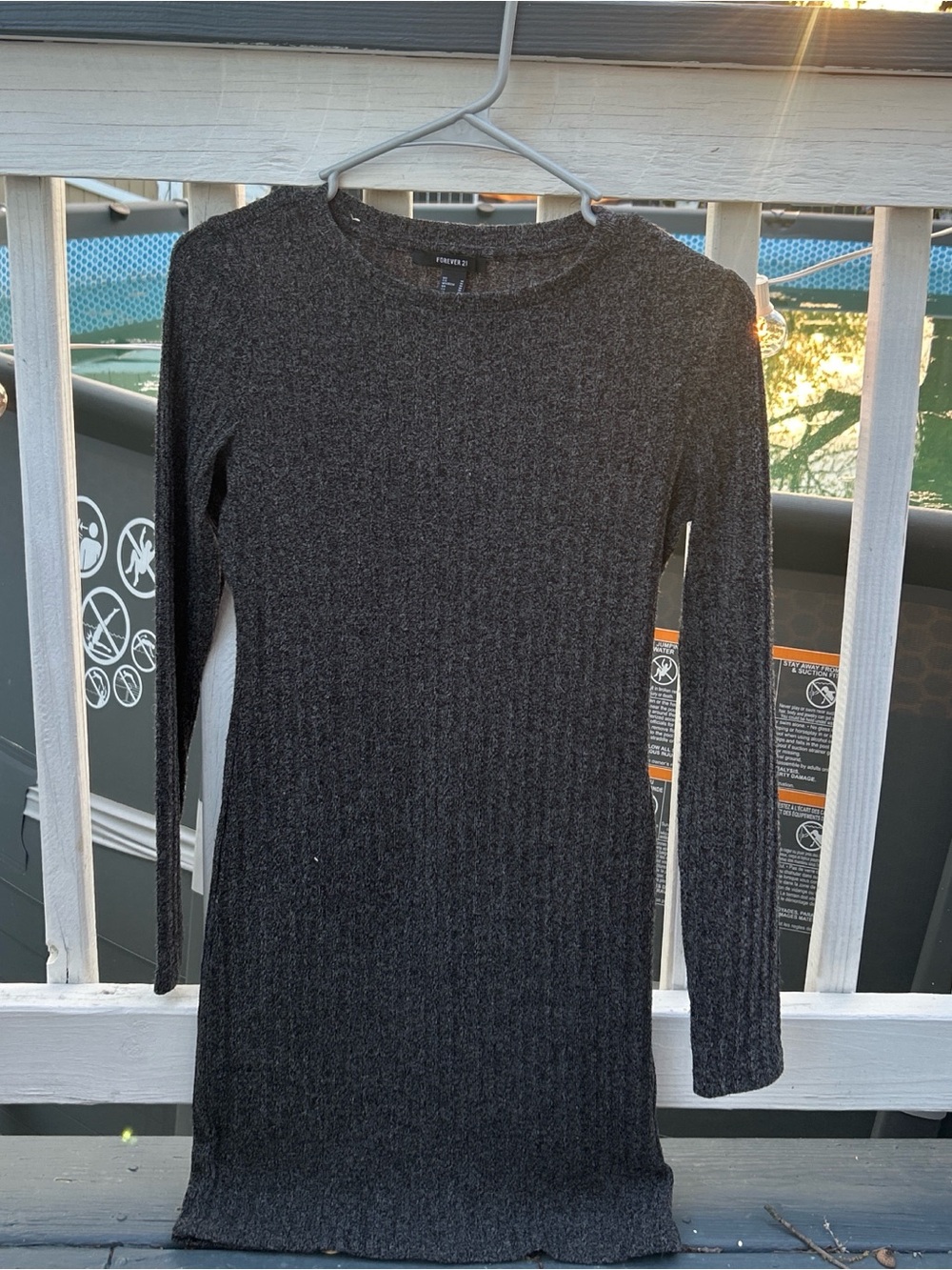 Forever 21 Charcoal Gray Ribbed Knit Dress